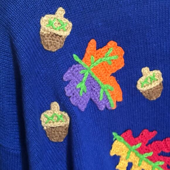 Design Options Philip Jane Gordon Cardigan Sweater Fall Flowers Birds Large - Picture 11 of 15